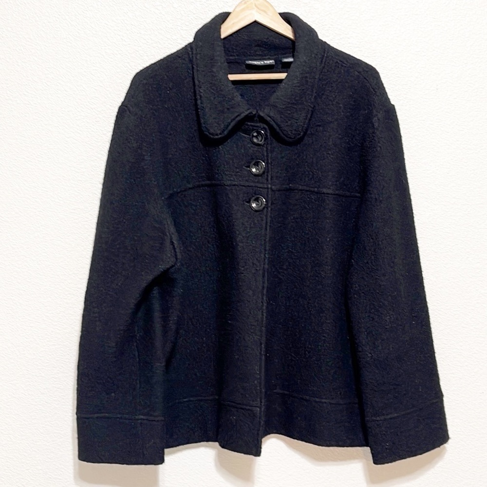Eagle's Eye 100% WOOL Woman Black Coat Jacket Size XL
